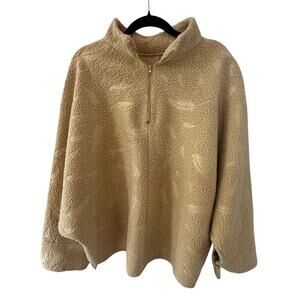 Zara Sherpa Oversized Poncho/Cape with Feather Detail - Tan (XL) ✨🧥